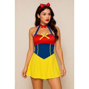 New Medium Snow White Adult Halloween Costume Disney‎ Mini Dress Princess Sexy